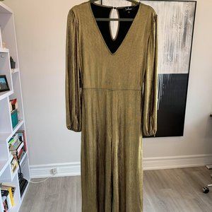 Lulu's gold wide leg jumpsuit